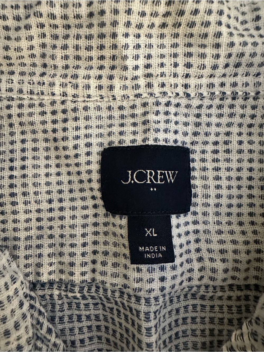 J. Crew Men’s Navy and Cream Woven Check Shirt